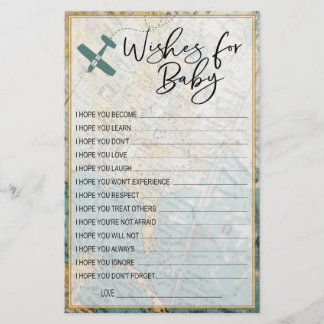 Wishes for Baby Travel Baby Shower Guest Memory
