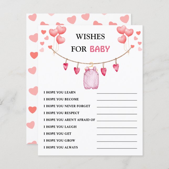  Wishes for Baby | Valentine's Baby Shower Game  (Front/Back)