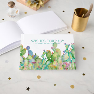 Wishes for Baby   Watercolor Cactus Baby Shower Guest Book