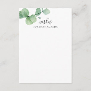 Wishes for baby. Watercolor eucalyptus advice Enclosure Card