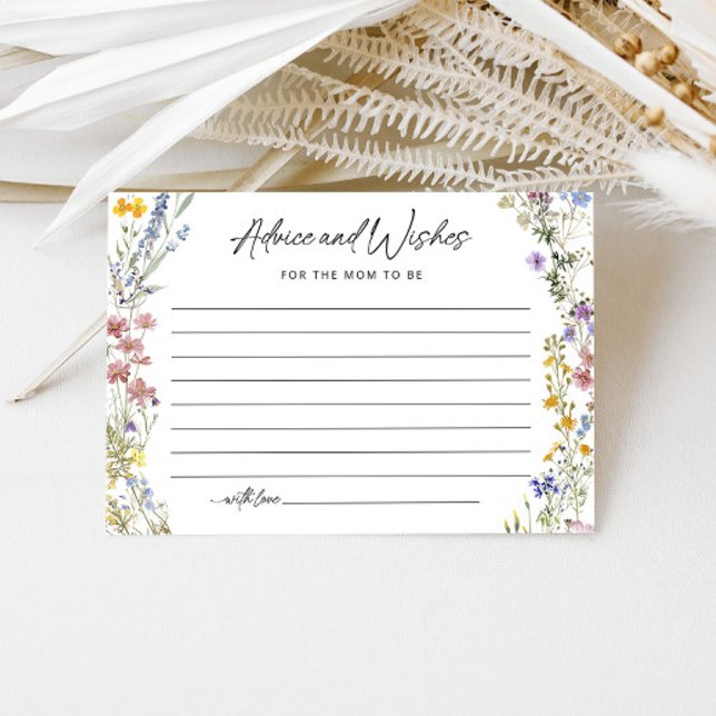 Wishes For Baby Wildflower Baby Shower Advice Card (Creator Uploaded)