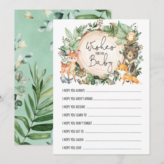 Wishes for Baby Woodland Forest Shower Game Card (Front/Back)