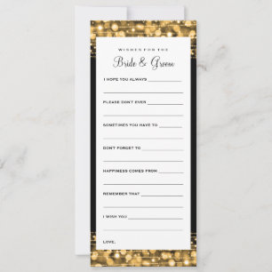 Wishes For Bride And Groom Party Sparkles Gold Advice Card