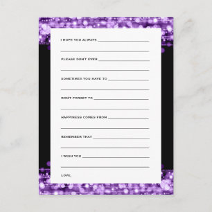 Wishes For Bride And Groom Party Sparkles Purple Postcard