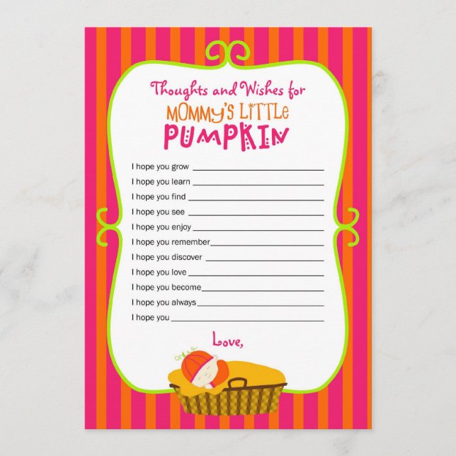 Wishes for Mummy's Little Pumpkin Advice Card (Front)