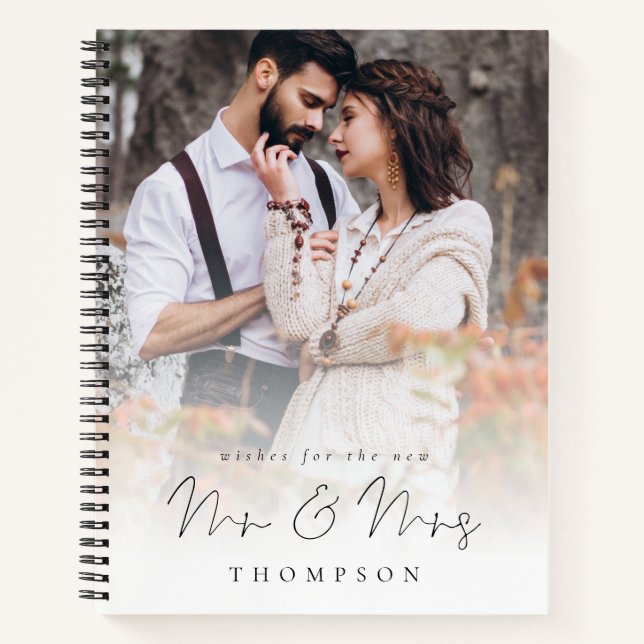 Wishes for New Mr Mrs Photo Overlay Guest Book (Front)