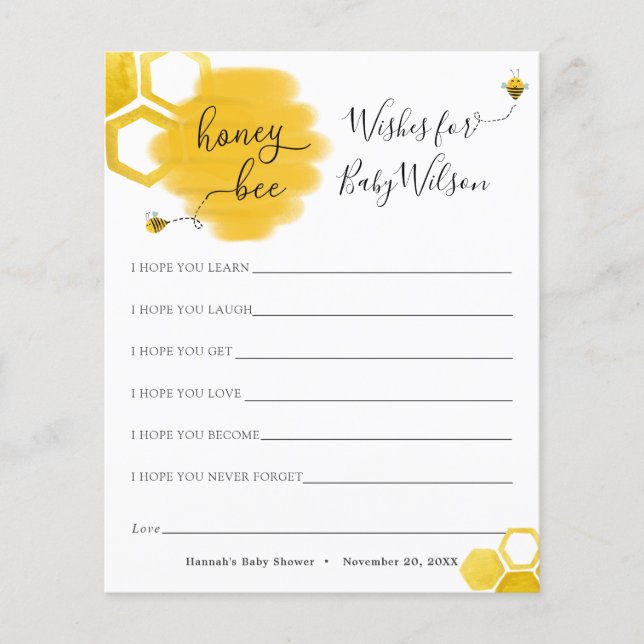 Wishes for our Honey Bee Baby Shower (Front)