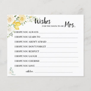 Wishes for Soon to be Mrs Lemons&Roses Shower Card
