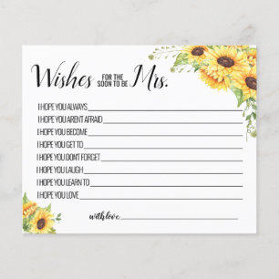 Wishes for Soon to be Mrs Sunflower Shower Card