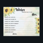 Wishes for Soon to be Mrs Sunflowers Shower Card<br><div class="desc">Wishes for Soon to be Mrs Sunflowers Shower Card. For additional customisation (change other wording,  font colour,  font style),  click on personalise,  scroll down and click on the link "click to customise further". ~ Check collection for matching games,  invitations,  signs,  and more ~</div>