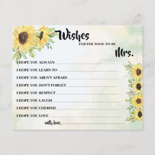 Wishes for Soon to be Mrs Sunflowers Shower Card