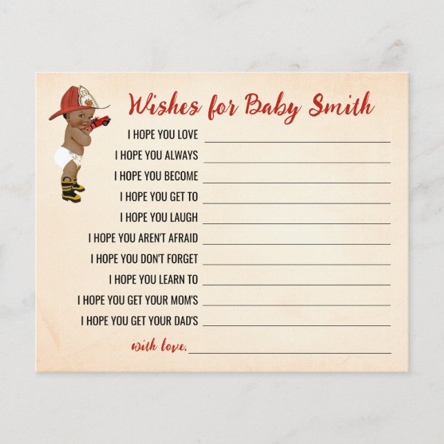 Wishes for the Baby AA Fireman Baby Shower Card (Front)