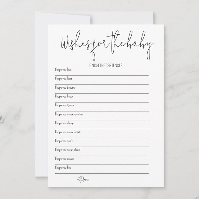 Wishes for the Baby - Baby Shower Game Invitation (Front)