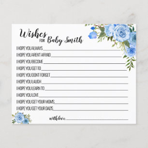 Wishes for the Baby Blue Flowers Baby Shower card