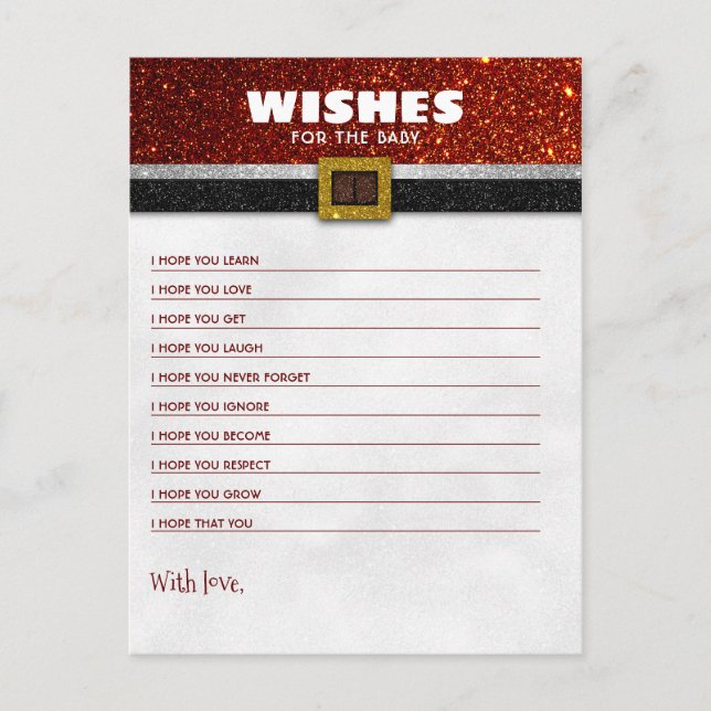 Wishes For The Baby Christmas Santa Baby Shower Postcard (Front)