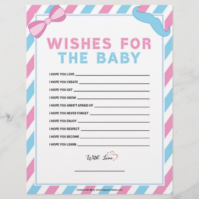 Wishes For The Baby [Gender Surprise] Custom Letterhead (Front)