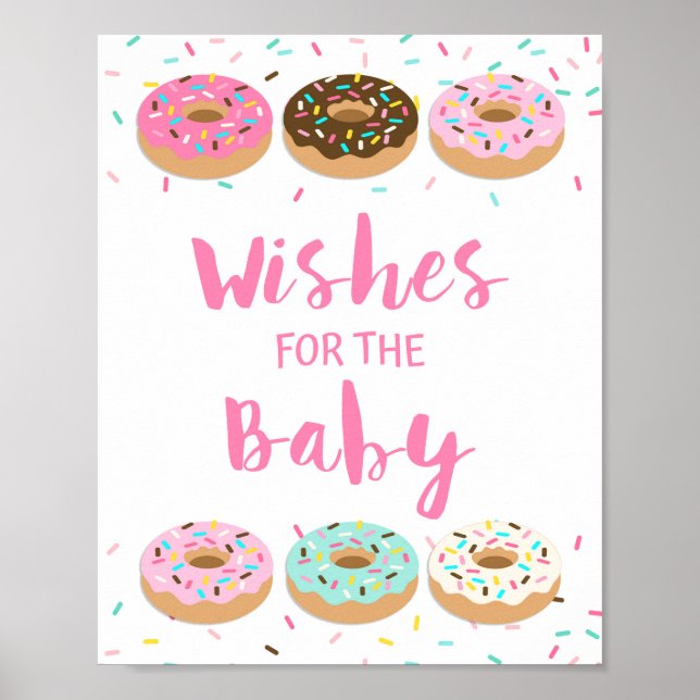 Wishes for the Baby Pink Doughnut Sprinkle Sign (Front)