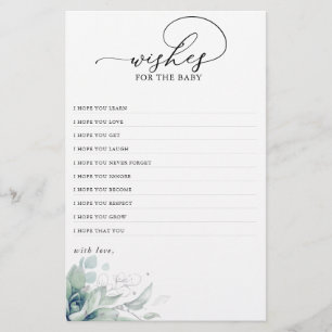 Wishes For The Baby Succulent Greenery Baby Shower