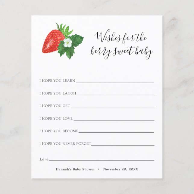 Wishes for the Berry Sweet Baby Card (Front)