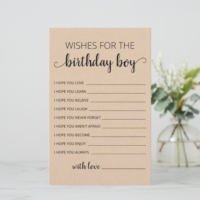 Wishes for the Birthday boy Birthday Party card (Standing Front)