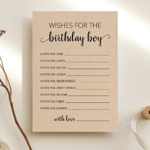 Wishes for the Birthday boy Birthday Party Card
