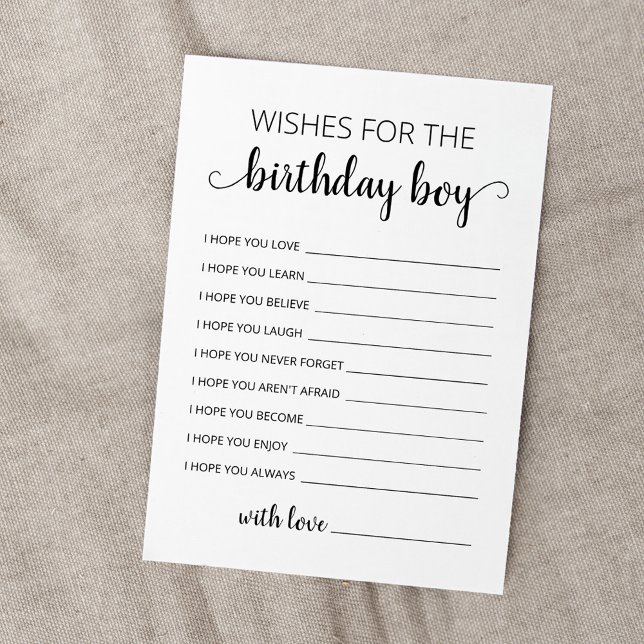 Wishes for the Birthday boy Birthday Party Card (Creator Uploaded)