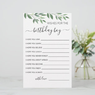 Wishes for the Birthday boy Birthday Party card