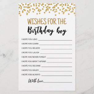 Wishes for the Birthday boy Birthday Party game