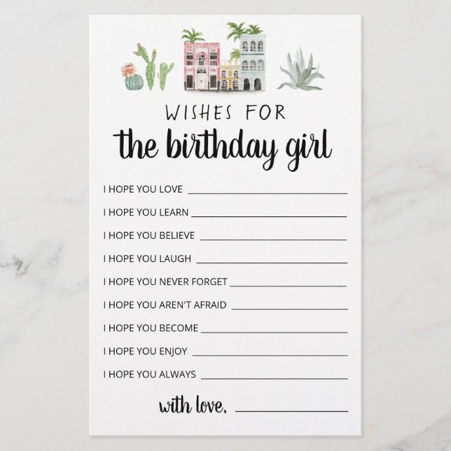 Wishes For The Birthday Girl  (Front)
