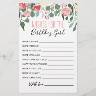 Wishes for the Birthday girl Birthday Party game