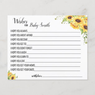 Wishes for the New Baby sunflower baby shower card