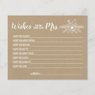 Wishes for the Soon to be Mrs advice card