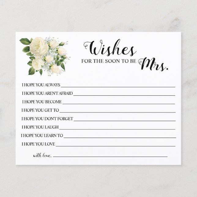 Wishes for the Soon to be Mrs Bridal Shower Card (Front)