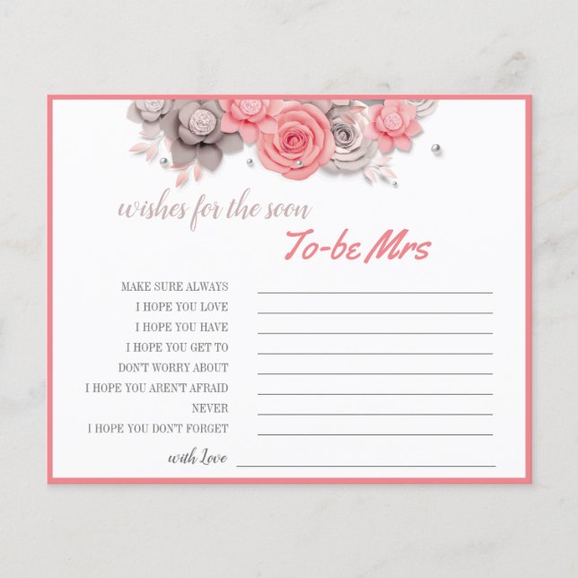 Wishes for the soon to-be Mrs Bridal Shower Card (Front)