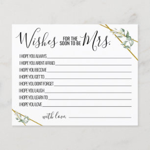 Wishes for the Soon to be Mrs Greenery Shower card