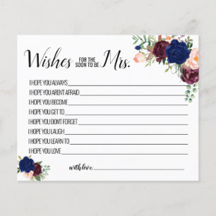 Wishes for the Soon to be Mrs navy floral card