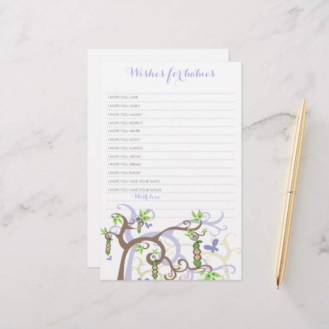 Wishes For Twins Baby Purple Peas In A Pod Game (Front/Back In Situ)