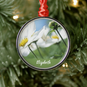 Wishes with White Daisies Personalised Metal Tree Decoration