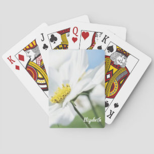 Wishes with White Daisies Personalised Playing Cards