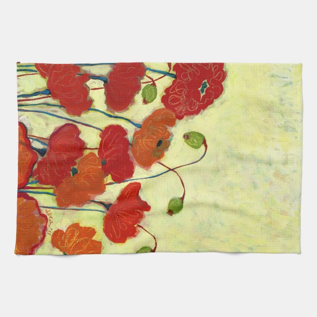 Wishful Blooming Red Poppy Kitchen Towel (Horizontal)