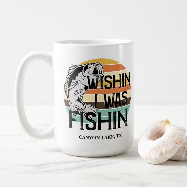 Wishin I was Fishing Coffee Mug (With Donut)