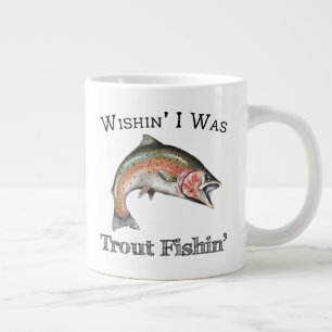 Wishin I Was Trout Fishin Large Coffee Mug