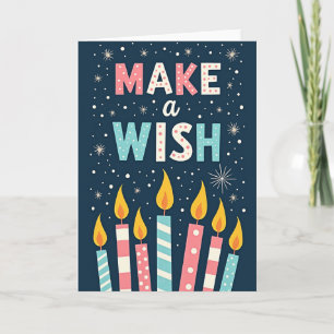 Wishing Candles Navy Card