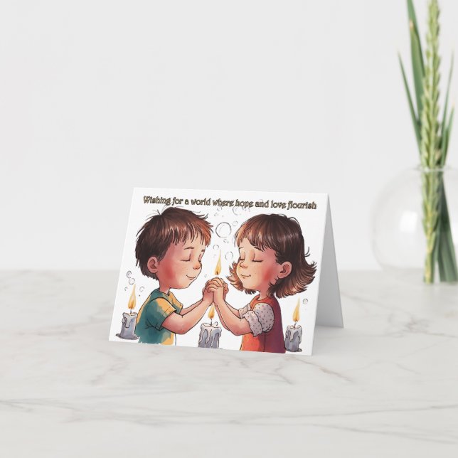 Wishing for a world where hope and love flourish card (Front)