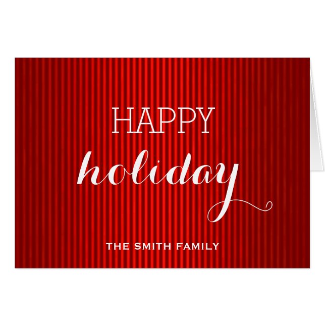 Wishing Happy Holiday Red Black Stripes (Front Horizontal)
