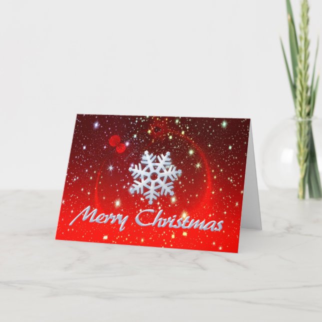 Wishing Happy Icecrystal Snowflake Christmas Holiday Card (Front)