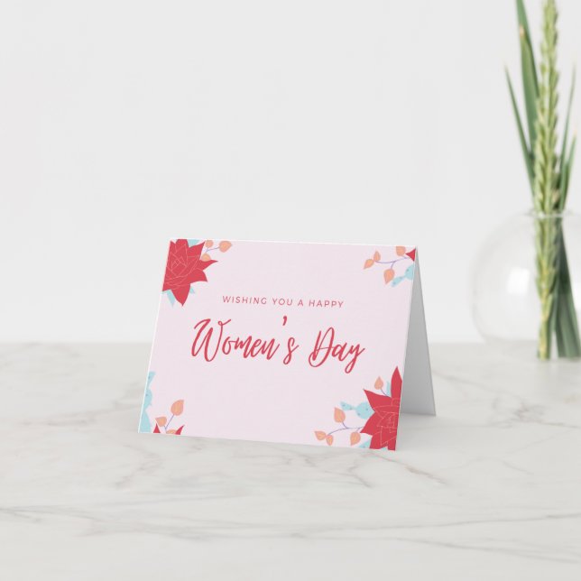 Wishing happy women's day pink card (Front)