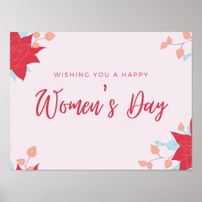 Wishing happy women's day pink poster (Front)