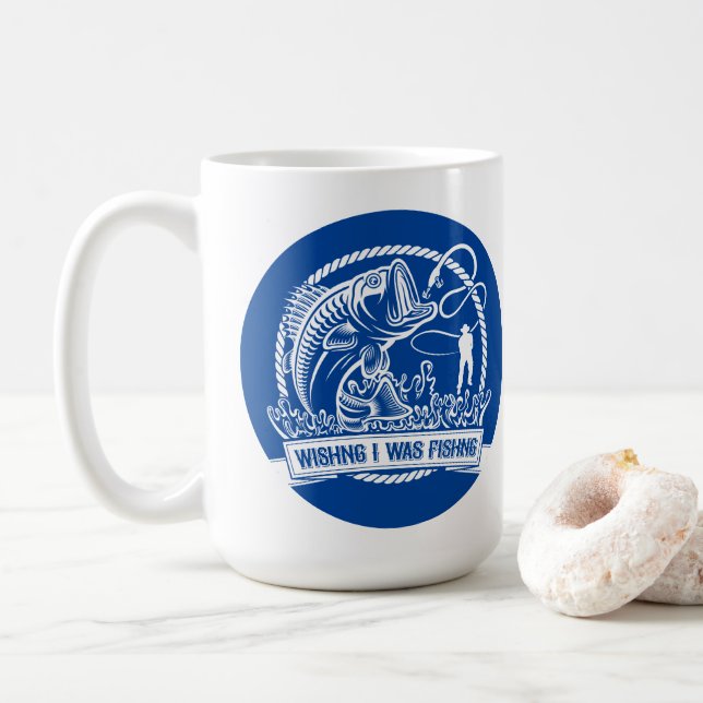 Wishing I Was Fishing Coffee Mug (With Donut)