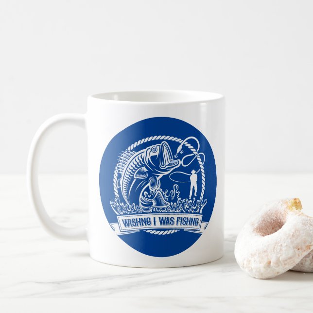 Wishing I Was Fishing Coffee Mug (With Donut)